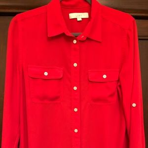 Loft Red Dressy Blouse Sz M